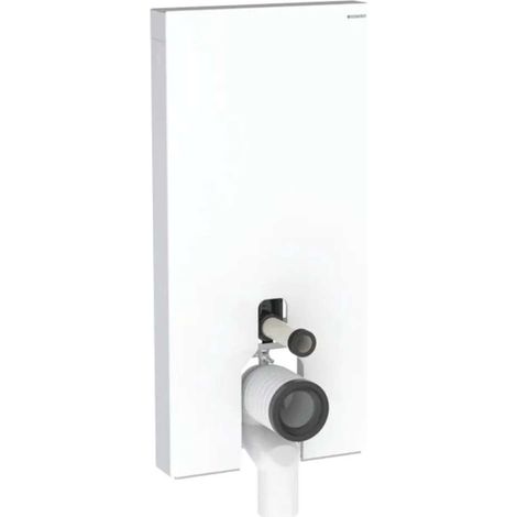 Geberit Monolith Sanitärmodul für Stand-WC, Höhe 101cm, Frontverkleidung aus Glas, Aluminium, Weiß