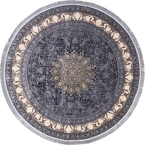 Tapis oriental tissé Golden Glam  - 200x200cm, Round - 80% Polyester, 20% Coton - Tissé - Bleu foncé