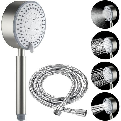 Pommeau de Douche. Acier Inoxydable Anti Calcaire Economiseur D'eau Haute Pression Douchette. Tuyau 2M. Flexible de douche Installation et Nettoyage Faciles. Aalle de Bain/WC (1/4)