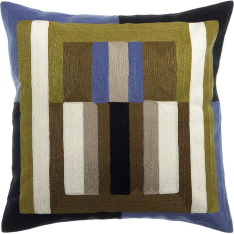 Coussin Brodé Décoratif 100% Coton Motif Graphique Moderne Coloris Cèdre 45 x 45 cm - PANGIVO