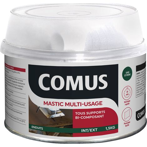 Comus – Mastic multi-usage blanc 1,5kg – Enduit bi-composant pour rebouchage et jointage – Résistance mécanique élevée – Finition lisse (1/2)