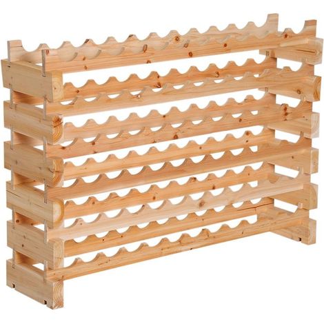 CANTINETTA PORTABOTTIGLIE IN LEGNO DI PINO CON 6 RIPIANI 114X28X80 CM (1/5)