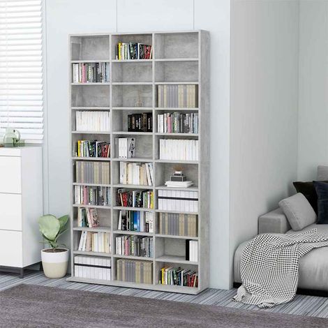 vidaXL Armario para CDs madera contrachapada gris 102x23x177,5 cm (1/5)