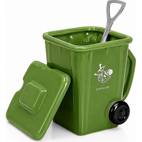 Mug poubelle 3D humoristique multifonction en forme de poubelle vert pour salle à manger bureau ou salle de classe (1/5)