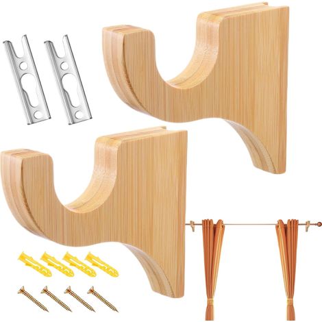 Support de tringle – Cintres de fenêtre en bois, supports de tringle à draper, pour plafond, douche, placard, chambre, salle de bain, chambre à coucher (1/5)