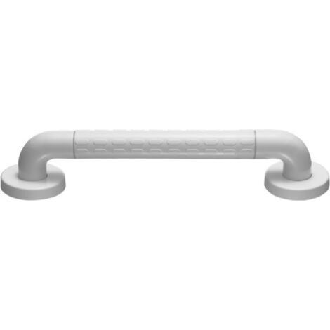 Une barre d'appui blanche pour salle de bain, de 50 cm de long, antidérapante et sans danger pour les personnes âgées et les femmes enceintes. (1/5)