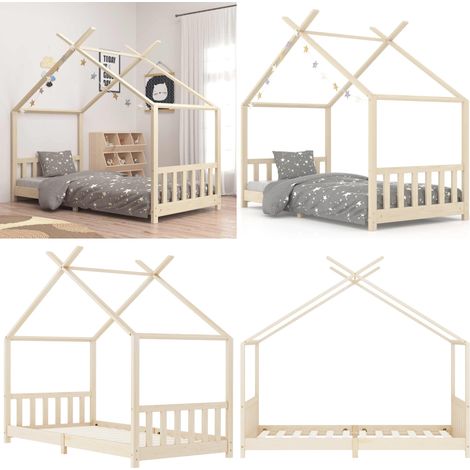 Cadre de lit d'enfant Bois de pin massif 90 x 200 cm - Lit Bébé - Lit Enfant - Cadre De Lit - Mobilier Enfant - Décoration Chambre Enfant - Home & Living (1/5)