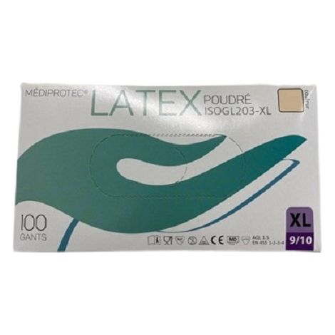 Gant latex micro-poudre mediprotec tres large taille xl