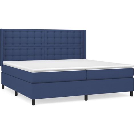 Maison Exclusive - Giroletto a Molle con Materasso Blu 200x200 cm in Tessuto