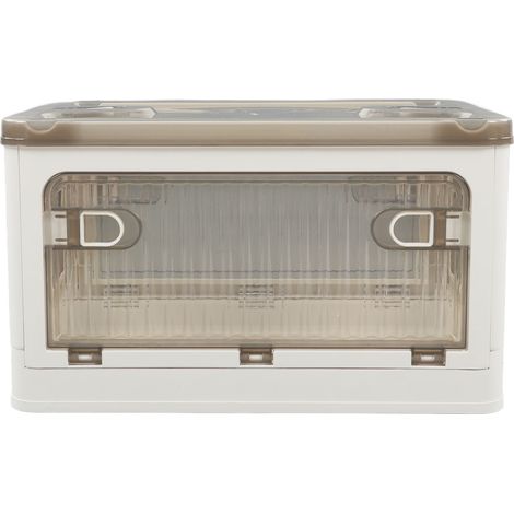 Boîte de rangement pliable avec roues amovibles, bac empilable pour salon et chambre, couleur blanc (1/5)