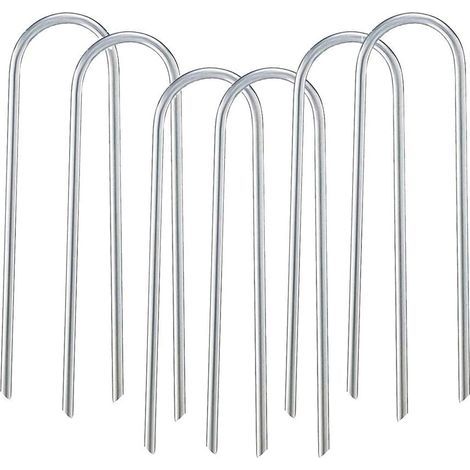 Piquet De Fixation Au Sol - Acier Galvanisé - Forme En U - Extrémités Pointues - Pour Trampolines. Buts De Football. Tentes De Camping Et Décorations De Jardin - Lot De 4 (1/5)