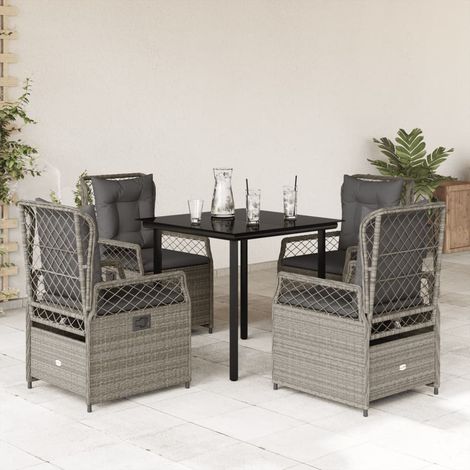 Ensemble à manger de jardin et coussins 5 pcs-Salon de jardin gris clair rotin 248991 (1/5)