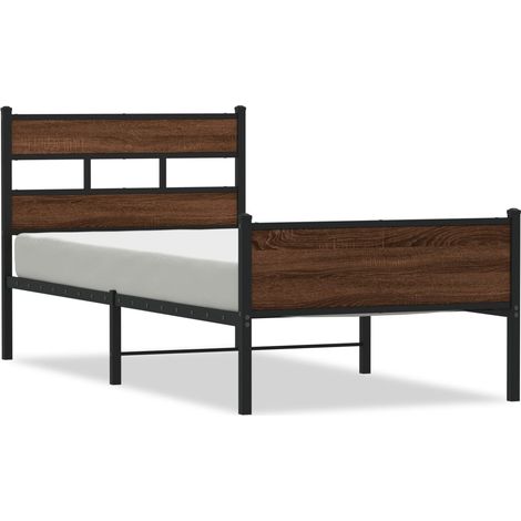 Lit simple Lit adulte Cadre de lit sans matelas chêne marron 100x190 cm (1/5)