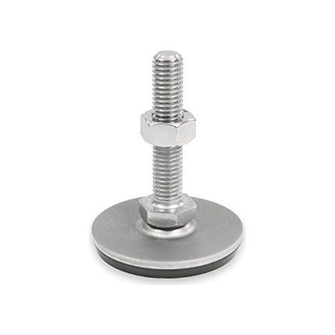 Ganter Normelemente GN 41-40-M10-60-D3-SK Pieds reglables en acier inoxydable en caoutchouc vulcanise, argent, Gewinde d2: M10X60 (1/5)