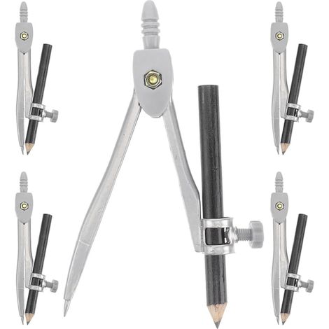 Compas à Dessin Portable 5 Pièces pour Étudiants, Marquage Précis Facile à Ranger Poignée Antidérapante Bois, Plastique et Métal Usage Bureau et Dessin Professionnel (1/5)