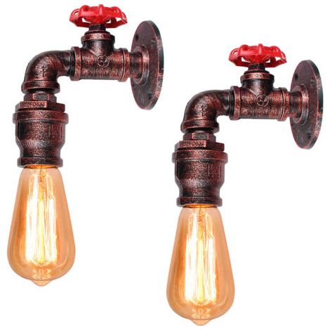 royaluxe- 2X Applique D'Intérieur Vintage Lampe Murale Rétro En Métal Applique Murale Créative Pour Couloir, Loft, Chambre À Coucher (1/5)