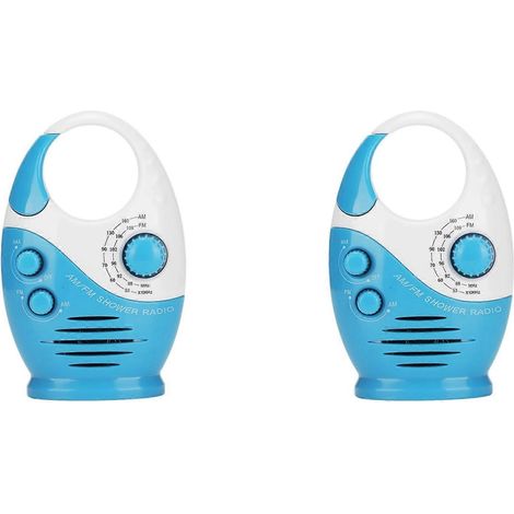 2 radios de douche étanches, radio AM/FM avec haut-parleurs à volume réglable, enceintes portables avec poignée crochet (1/5)