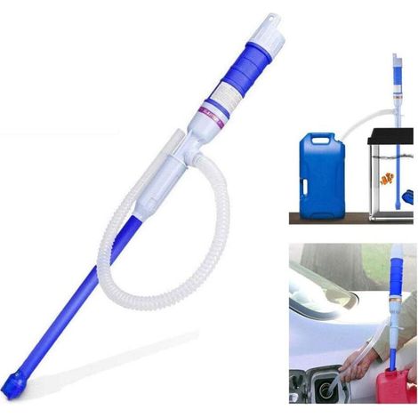 Pompe de transfert à liquide de pompe à eau à pompe à eau électrique portative Pompe à essence à essence diesel fluide Pompe de bassin de réservoir de poissons avec tube d'aspiration bleu (1/5)