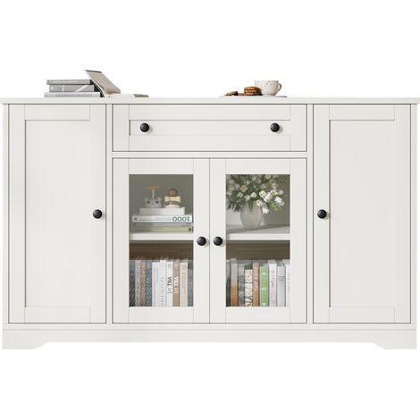 CHICFURN Credenza 138x40x83 cm bianca in MDF e truciolato, 4 ante, 1 cassetto (1/5)