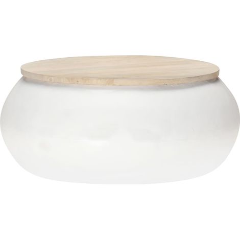 Table basse Blanc 68x68x30 cm Bois de manguier solide vidaXL (1/5)