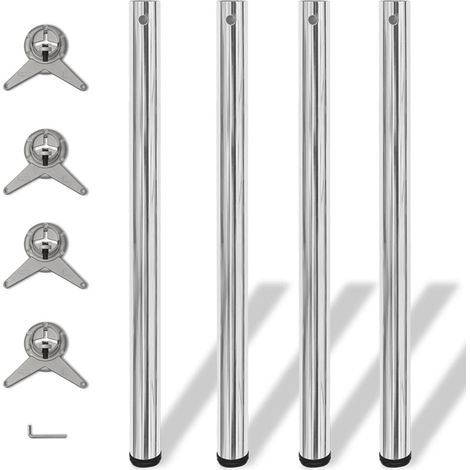 4 Height Adjustable Table Legs Chrome 870 mm vidaXL