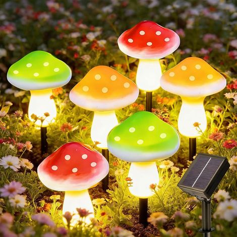 Deco Outdoor Garden, 6 LED Solar Light Garden Mushroom Decoration 8 Modes Outdoor Garden Decoration, Waterproof Mushroom Light Garden for Lawn Path Terrace Under Trees Evening (1/5)