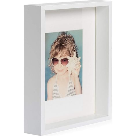 Cadre photo Deep Box blanc 21x30 cm A4 avec passe-partout 13x18 BD art (1/5)