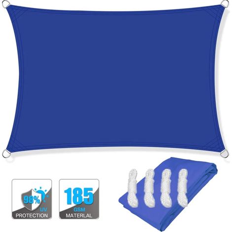 (Bleu foncé, 300x400CM) Auvent pare-soleil imperméable, résistant aux UV, adapté aux jardins extérieurs, patios et cours. (1/5)