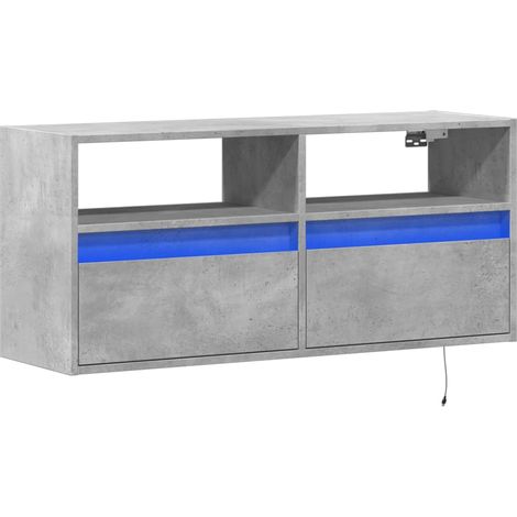 Mobile TV multimediale scaffale per televisione televisione buffet sala da pranzo soggiorno camera da letto a parete con luci a LED 100 x 31 x 45 cm grigio 020027846