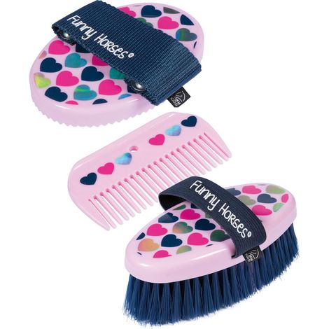 HKM Sports Equipment Putzset -Funny Horses Hearts- rosa (1/5)