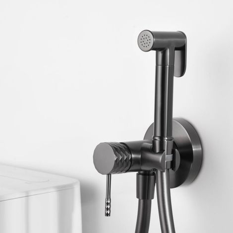 Exagonshop Doccetta bidet con miscelatore Memo incasso grigio