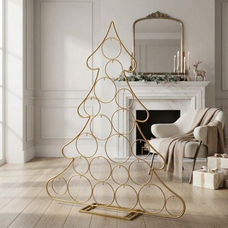 Alberello in ferro per decorazioni natalizie da h 96 cm -Oro (1/5)