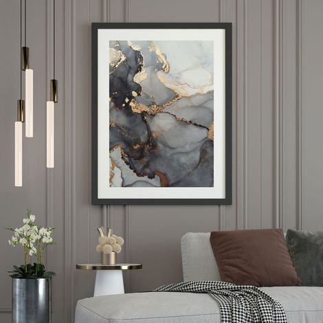 Affiche / Poster - Effet marbré - 21x29,7 cm - Bordure Noire et Blanche (1/5)