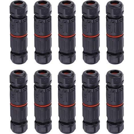 Lntyq 10PCS Connecteur de câble étanche IP68, 0.5mm²2.0mm² connecteur de câble pour boîte de jonction à 3 broches pour les fontaines extérieures, les aquariums paysagers, l'éclairage public