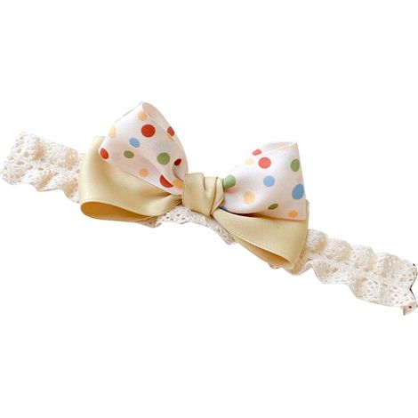 Baby-Haarreif mit Schleife, niedliches Wellenmuster, elastischer Haarreif mit Schleife, Haaraccessoire für Kleinkinder, Neugeborene und Mädchen, hellgelb (1/5)