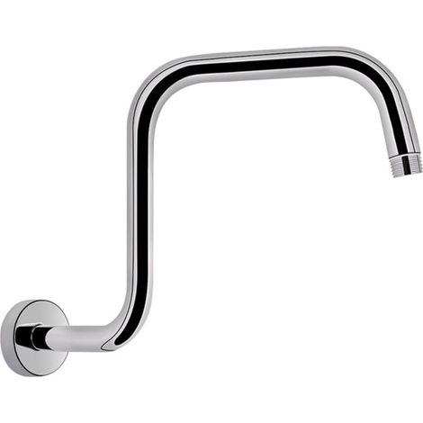 Support de douche en acier inoxydable argenté, bras d'extension de 32,5 cm pour pommeau de douche effet pluie, fixation plafond/mur G1/2 (1/5)