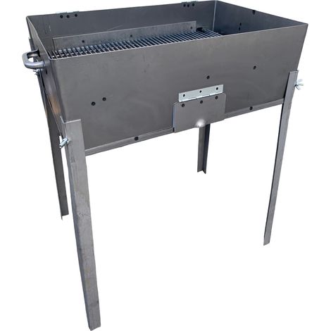 Barbecue da esterno con coperchio richiudibile in ferro, piedi estraibili, per carbone o legna, ideale per campeggio, picnic, grigliate 40x30 cm