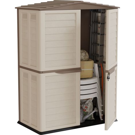 Abri de jardin Extérieur 2 portes Beige 151 x 83 x H200cm Cabanon de jardin avec plancher intégré INTEC