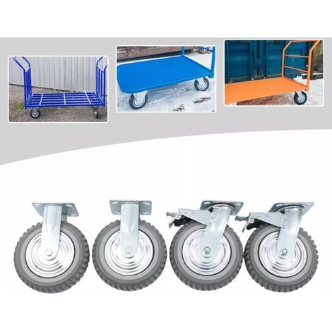 Ruota girevole a 4 vie con freno, 8 pollici – Ruote girevoli per carichi pesanti – Ruote girevoli a 360° – Ruote industriali antiscivolo – Capacità di carico fino a 1000 kg