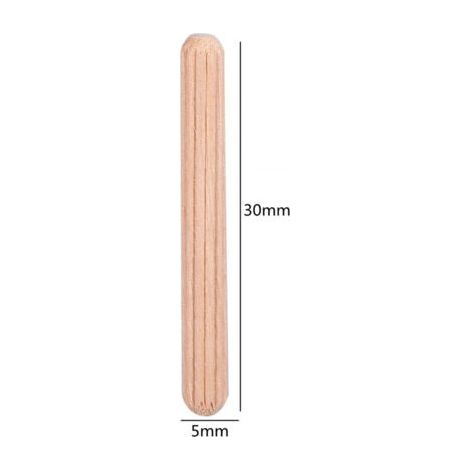 50 tiges rondes en bois massif - 5x30mm, adaptées au bricolage et au travail du bois. (1/4)