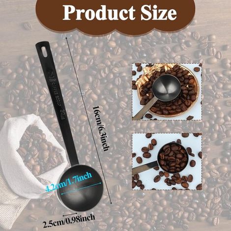 2 Esslöffel Messlöffel 30 ml Edelstahl Kaffeelöffel Langstieliger Löffel für gemahlenen Kaffee, Espresso, Milch, Tee und Zucker (1/5)