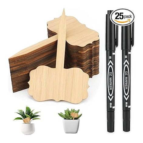 Etichette per piante in legno, etichette da giardino per piante, cartellini a forma di T, adatti a fiori, semi, etichette per piante in vaso (1/5)