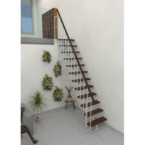 Minka Mittelholmtreppe Joker 35 - 304cm Geschosshöhe Walnuss Weiß