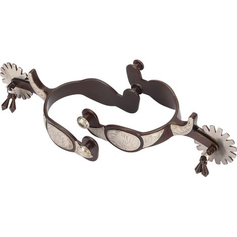 1 paire d'éperons de Cowboy occidentaux en acier au carbone, cheval sculpté rétro Floral pour bottes Bronze (1/5)