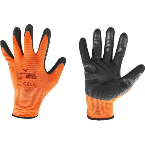 Gants de protection en polyester avec doublure en nitrile, paquet de 12, taille 8, qualité Vorstahl (1/4)