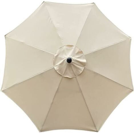 Housse de parasol 3 m – Tissu polyester imperméable – Résistante aux UV – 8 baleines – Protection extérieure beige (1/4)