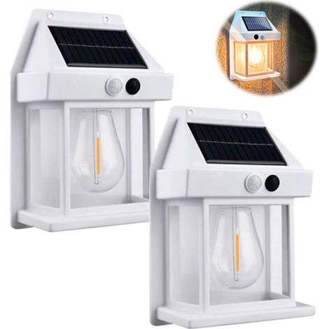 Applique Murale Solaire - Détecteur De Mouvement PIR - Étanche IP65 - 600 Lm - Pour Jardin Terrasse Garage - Lot De 2 (1/4)