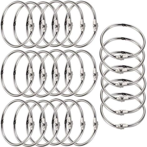 Anneaux de Livre,Anneau de Rideau,50 Pièces Métalliques Articulés de Reliure pour Cartes,Porte-clés Bricolage Classeur Rideaux Anneau (1/5)