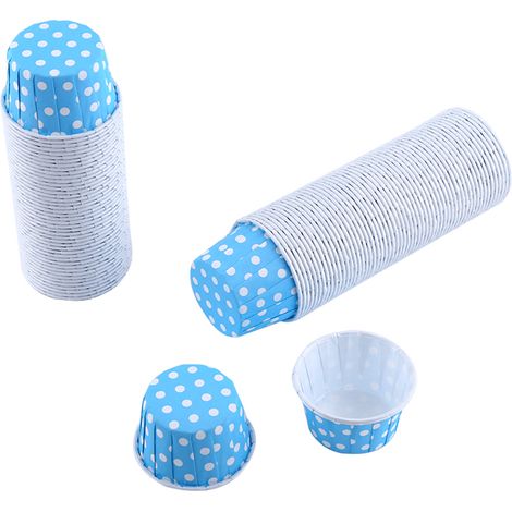100 moules à cupcakes en papier bleu, caissettes de cuisson pour muffins, décorations de fête et mariage (1/3)