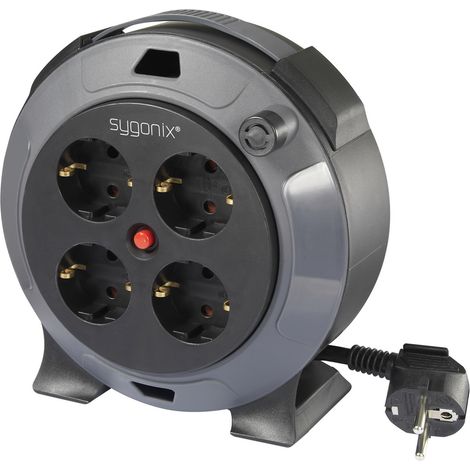 Sygonix SY-5806896 Kabeltrommel 5 m Schwarz Schutzkontakt-Stecker (1/5)